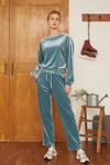 Cielcoco CLWP9117 Elegance Velvet Training Pants _ SEA BLUE _ Made in Korea